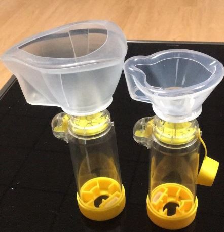 MDI vaheaja aerosoolikamber Aero Chabmer maskiga aerosaalpudel maskiga astma hingamisraviks